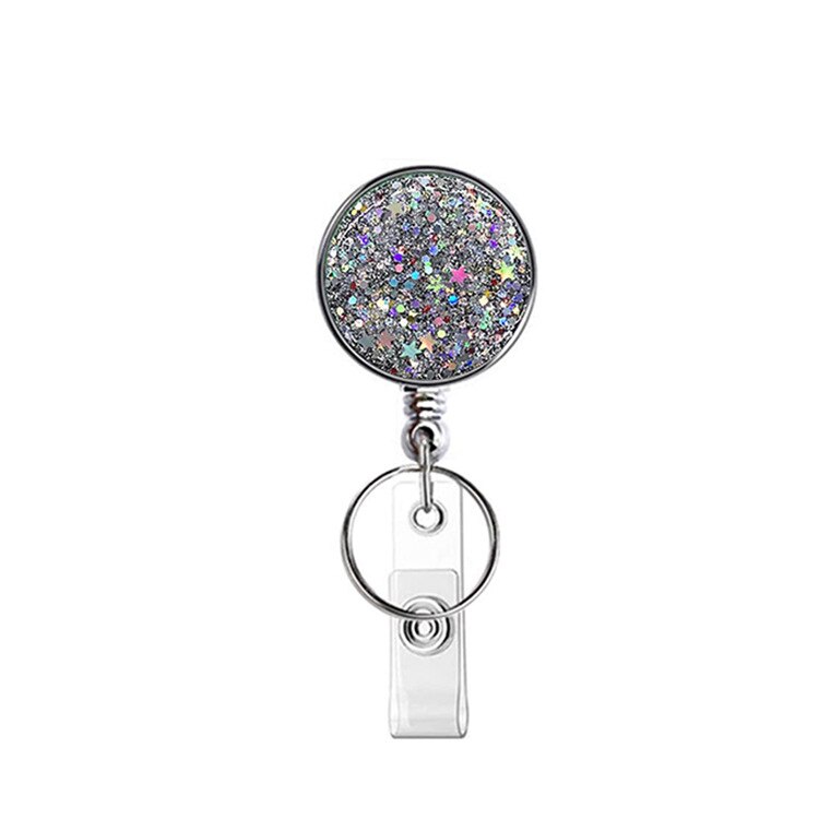 1Pcs Reels Key Chain ID Badge Holder Bling Credit Card Retractable Pull Badge Reel ID Lanyard Name Tag Card Badge Holder: Silver
