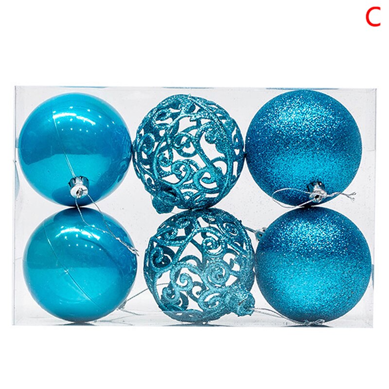 6 stuks/set 6cm kerstboom decoratieve bal ornamenten hanger zilveren uitgeholde kerstbal decoratie kerstballen voor kerstmis: C