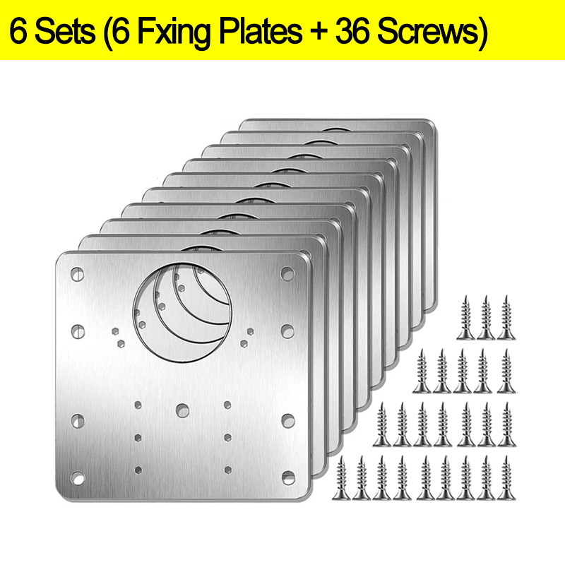 Kit de plaques de réparation de charnière d'armoire, 2/12 ensembles, plaque de montage de charnière de porte de placard de cuisine avec vis, supports de fixation plats pour meubles: YELLOW