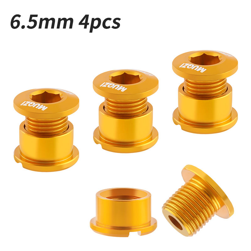 MUQZI 4/5PCS Kettingblad Bouten Enkele Dubbele Kettingblad Schroeven Mountain Road MTB Crank Bouten 6.5/8.5mm: YELLOW