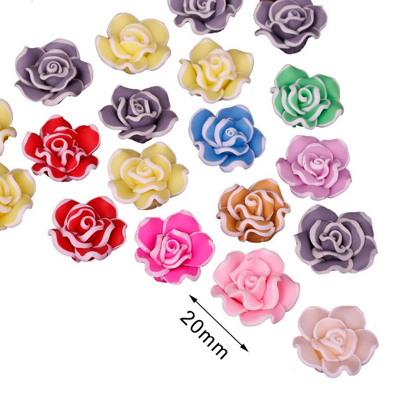 5-10 Stuks Mode Mooie Charmant Gemengde Kleur Polymer Clay Bloem Losse Spacer Kralen 10-30mm: 20x9mm Rose 10pcs