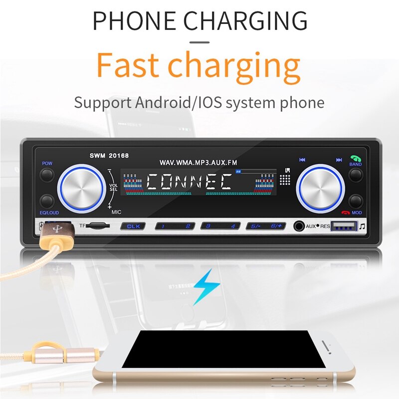 12V In-Dash 1Din Radio Car Bluetooth Autoradio Car Stereo Radio FM Aux Input Receiver TF USB Car Multimedia Player