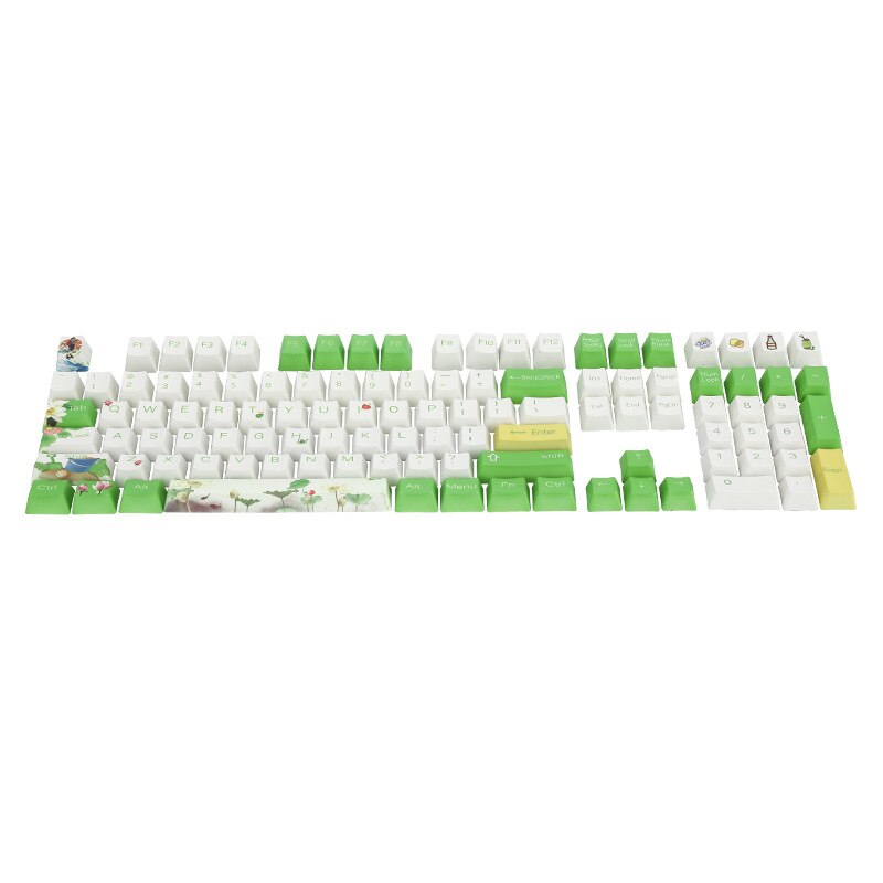 1set 108 Keys PBT Dye Sub Keycaps Full Set Mechanical Keyboard Keycaps PBT Cap: Lotus