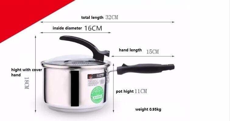 MILK PAN STOCK POT INOX COOKING POT CAUSEPAN 2L CASSEROLE COOKWARE