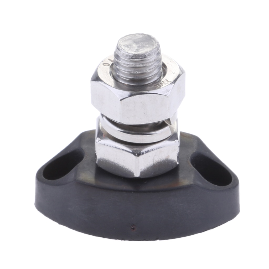 Dc 12v samleskinne klemmeblok  - 5/16 tommer 8mm positivt isoleret enkelt studs kraft- og jordforbindelsesstolpe - sort