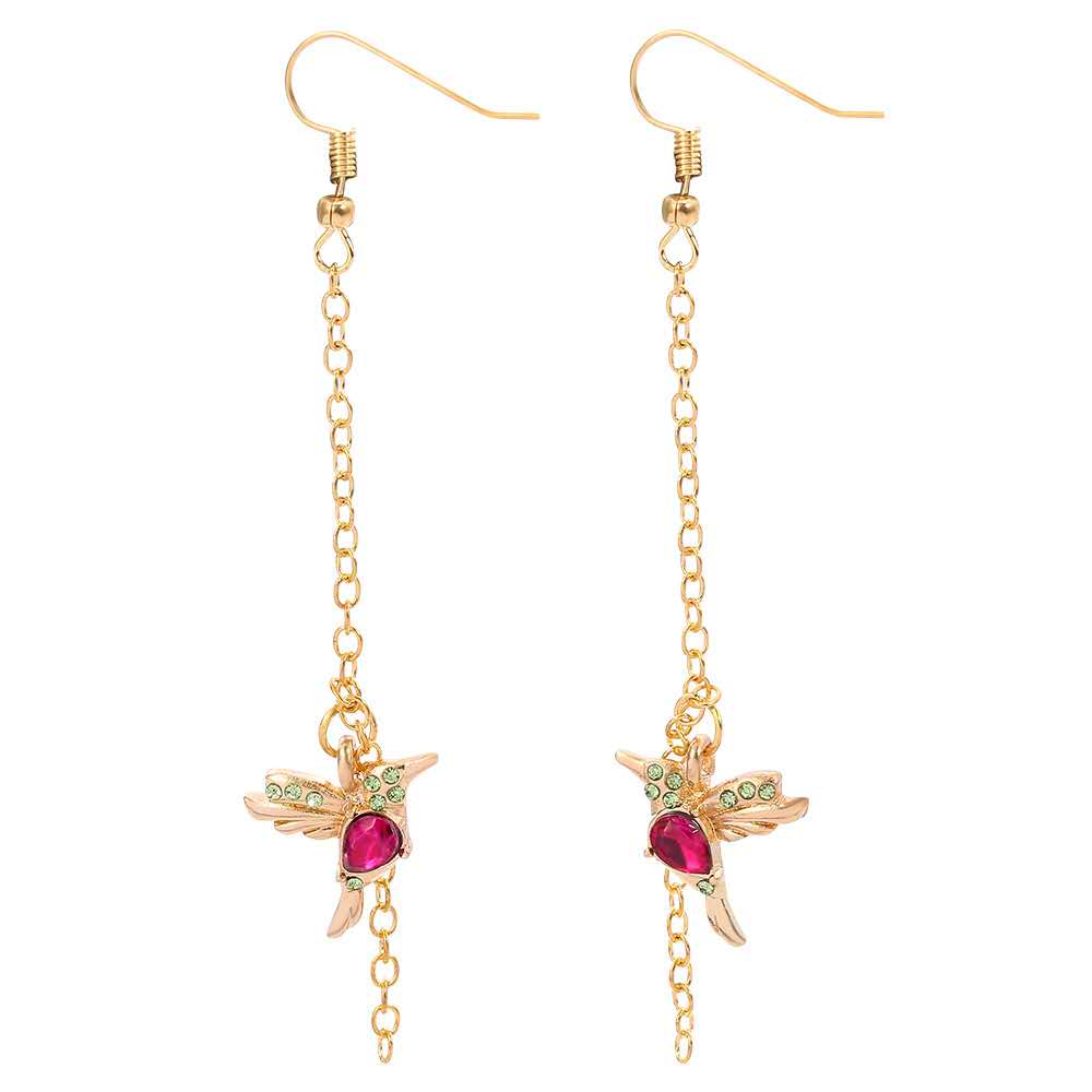 colibrì Infila Degli Orecchini Della Vite Prigioniera di Goccia Lunghi Nappa di Cristallo Ciondola per le Donne di Fascino Dei Monili di Cerimonia Nuziale del Regalo: oro rosso 1