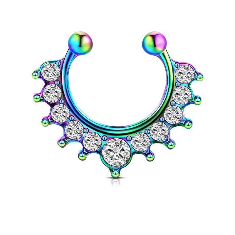18G Faux Septum nez cerceau anneaux en acier inoxydable fausse lèvre oreille nez Septum anneau Non Piercing pince sur nez cerceau anneaux Piercing du corps: Lumière Jaune Couleur