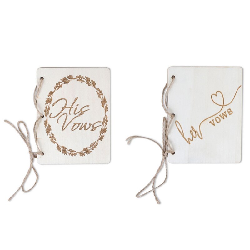 Wedding Card Kraft Paper Wooden Vow Books His Her Vow BooksBooklet Vow Notebook Props Wedding