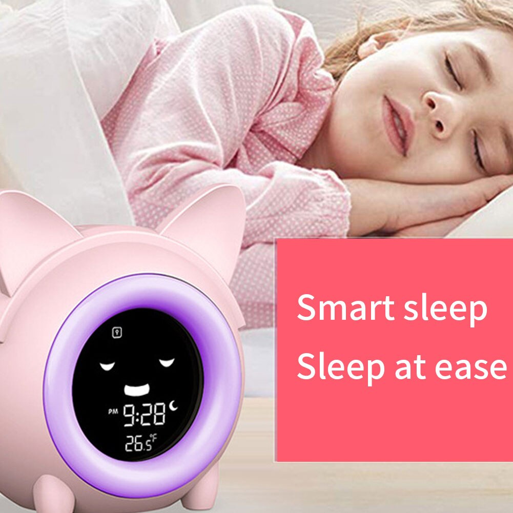 Kids Child Alarm Clock Sleep Training Clock Colorful Night Light Digital Wake Up Clock With Temperature NAP Timer For Bedroom