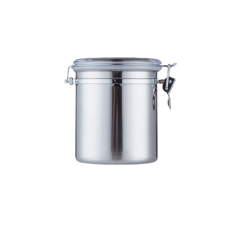 Stainless Steel Coffee Bean Storage Tank Coffee Powder Sealed Tank Food Storage Containers Fresh-Keeping Tank Cereal Dispenser