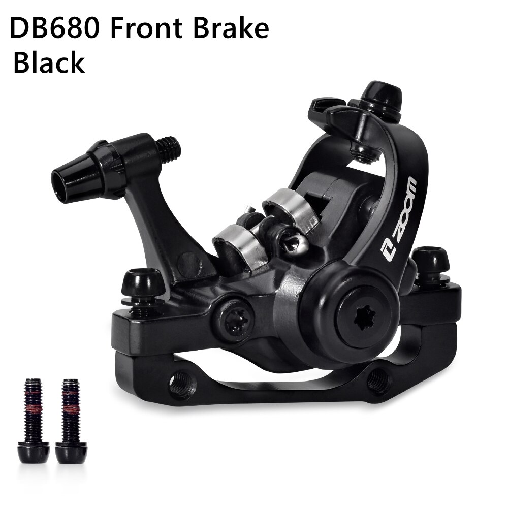 ZOOM Bike Mechanical Brake Caliper Adapter MTB Bilateral Drive Bicycle Front Rear Disc Brake Caliper Device Brake Pads DB680: Front Brake Black