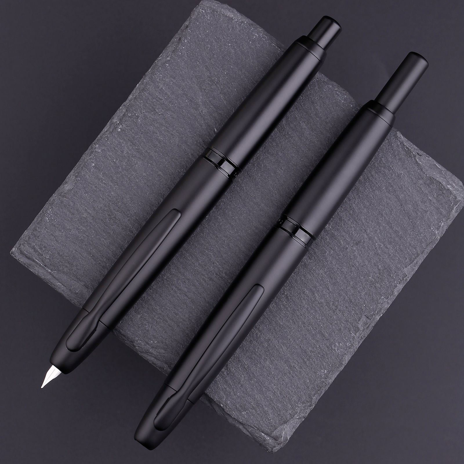 MAJOHN A1 Press Fountain Pen Retractable EF Nib 0.4mm Metal Matte Black writing Ink Pen with Converter for students