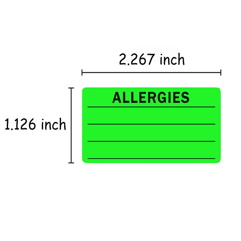Allergy Sticker Fluorescent Green 300 Allergy Sticker