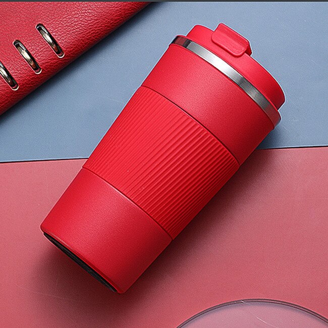 Double Stainless steel Coffee Mug Thickened Big Car Thermos Mug Travel Thermo Cup Thermosmug For 510/380ML Thermos Flask: 380ml / Red