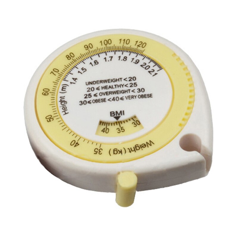 BMI Body Retractable Tape 1.5m Measure Calculator Tool: yellow