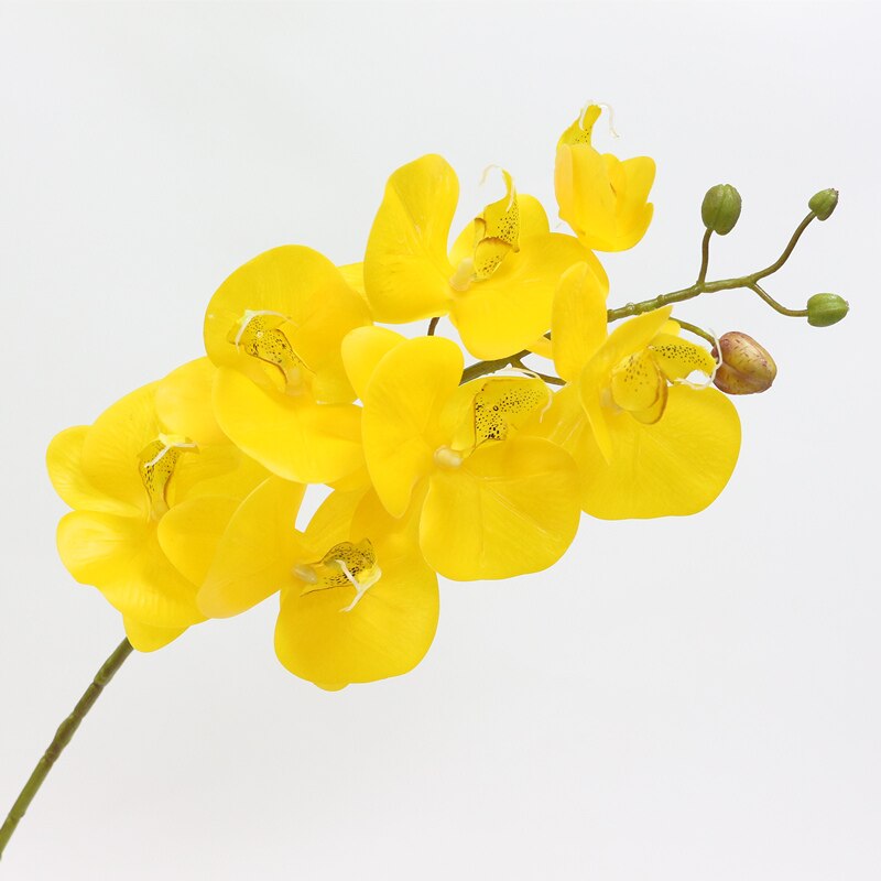 Kunstig orkide blomst 4 farger ekte berøringe kunstig sommerfugl orkidé flores kunstig bryllupsdekorasjon hjemmefestival dekor: Gul