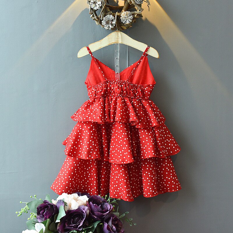 Meisjes Taart Jurk Bretels Mouwloze Chiffon Prinses Jurk Verjaardag Party Strand Jurk Polka Dot Prinses Jurk