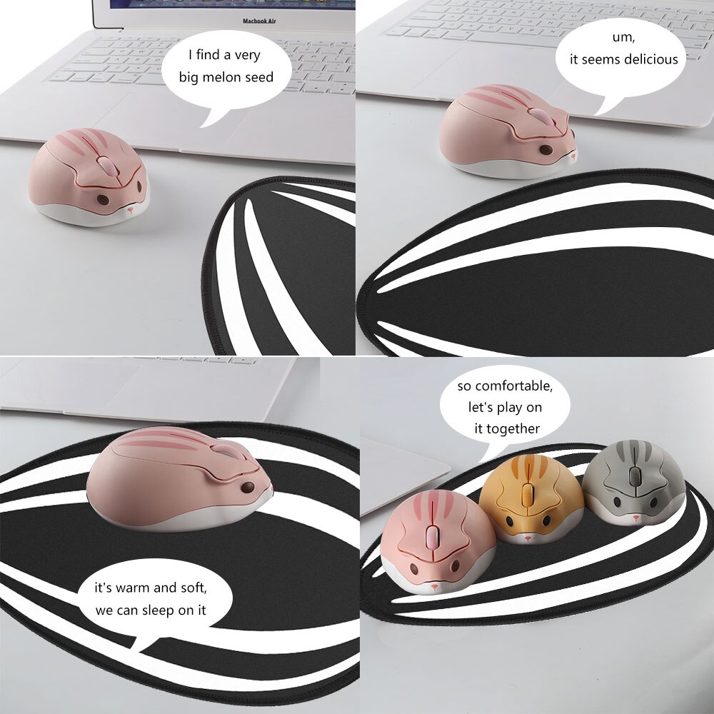 Cute Cartoon Wireless Mouse USB Optical Gaming Mouse Pink Hamster PC Mice 3D Mini Ergonomic Office Mause For Laptop Kids: random color and pad
