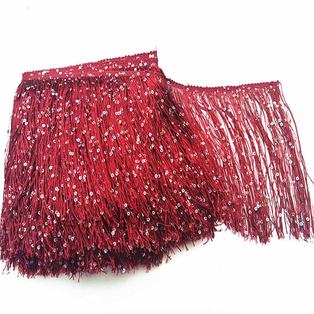 Borlas de lentejuelas/accesorios de pendientes/borlas de seda/accesorios de joyería, materiales de ropa DIY, 20cm/8 pulgadas de ancho, 10 yardas,