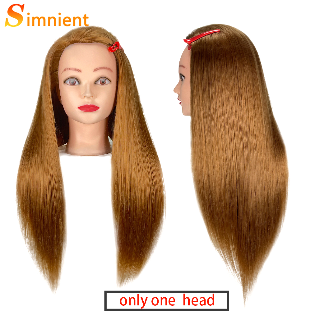 Female Mannequin Head With Synthetic Hair For Hair Training Styling Solon Hairdresser Dummy Doll Head For Practice Hairstyle: Beige