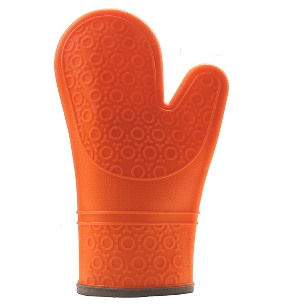 Silicone Anti-slip Heat Resistant Oven Mitten Kitchen Baking Glove: Orange