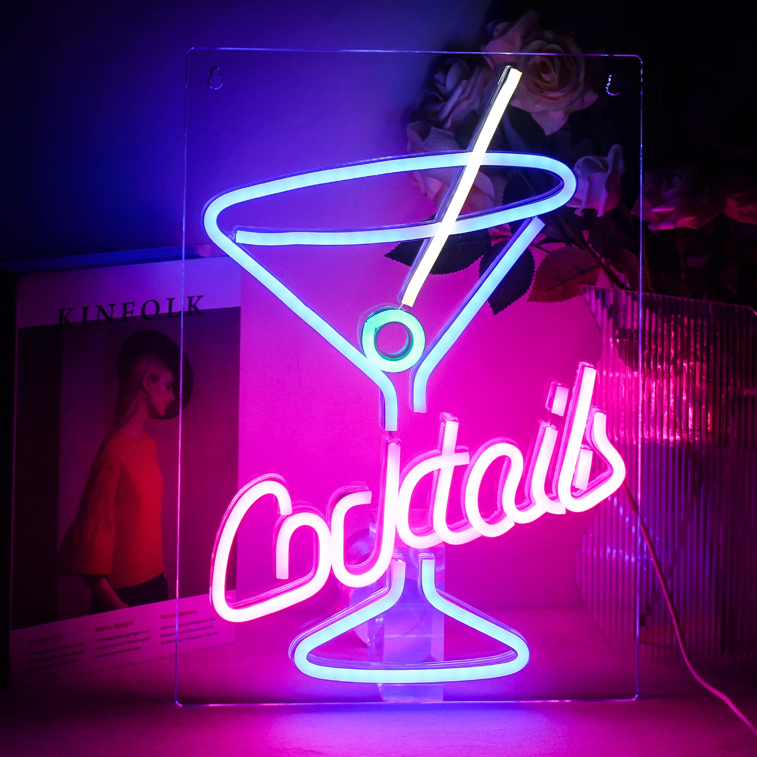 Cocktailbar neonskilt ledet neonlys til fest pub nattklubb hjemmedekorasjon ølbar kunst vegglampe lysende skilt: Foranderlig