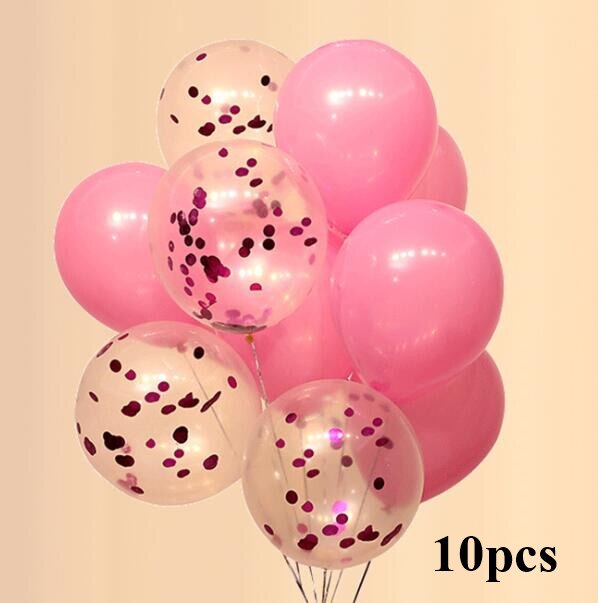10pcs/lot Clear Balloons Gold Star Foil Confetti Transparent Balloons Happy Birthday Baby Shower Wedding Party Decorations: pink mix