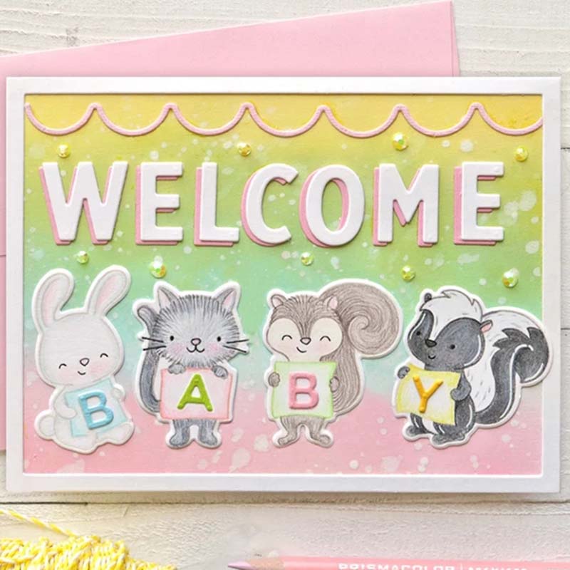 Apina eläin kirjain metallinleikkausmuotit ja postimerkit stensiili itse tekemiseen scrapbooking valokuva-albumi kohokuviointi koristeellinen askartelutyökalu