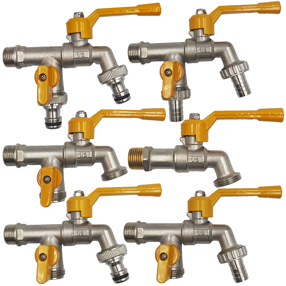 Gartenschlauch Wasserhahn Adapter 1/2'' IBC Wassertank Anschluss 2-Wege 1-Wege Bewässerung Durcheinander Wasserhahn gemeinsam Ersatz passend zu Kugelhahn