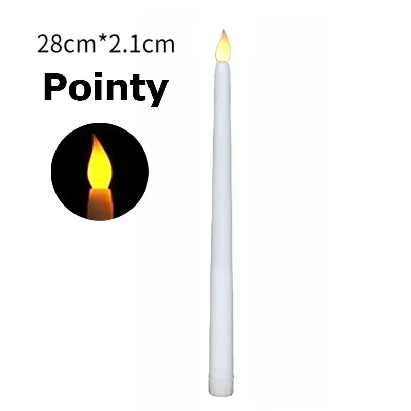 Bougies LED longues sans flamme, 1/6 pièces, bougies pointues, alimentées par batterie, bougies scintillantes, décoration de fête de noël: green / Gris clair