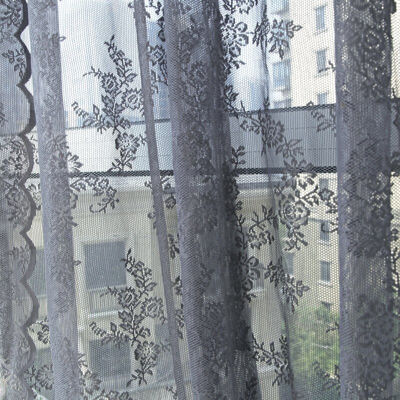 Rideaux de fenêtre en Tulle, pour salon, chambre à coucher, maison moderne, motif floral, drapage fini, Voile pur, directe: C