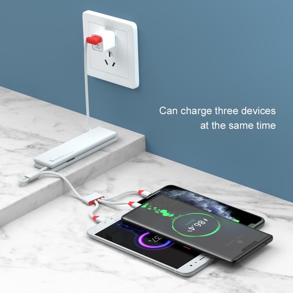 Caja Mágica de Cable de datos de tres-en-uno móvil Teléfono de carga rápida cargador de tres-Línea Tres usar Android de Apple dos-en-uno portátil