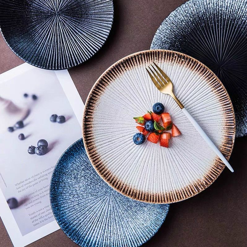 Japonais moderne en céramique assiette Steak alimentaire assiette ménage repas Snack plat haut de gamme porcelaine ensemble de vaisselle