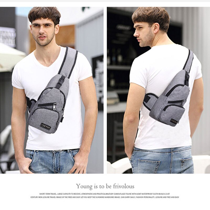 Anti-diefstal opladen casual mannen borsttas polyester crossbody tassen schoudertas borsttas tas voor mobiele telefoon portemonnee