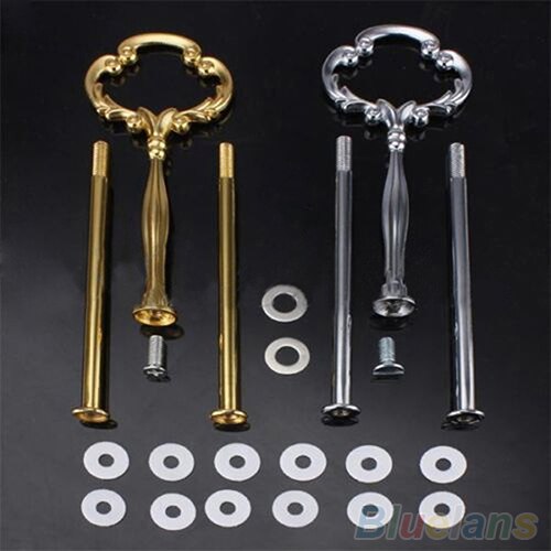 Multi-Stijl 2 Of 3 Tier Plaat Handvat Fitting Hardware Staaf Tool Taart Plaat Stand Verjaardagsfeestje Baby Shower bruiloft Kirsite: Golden Bow