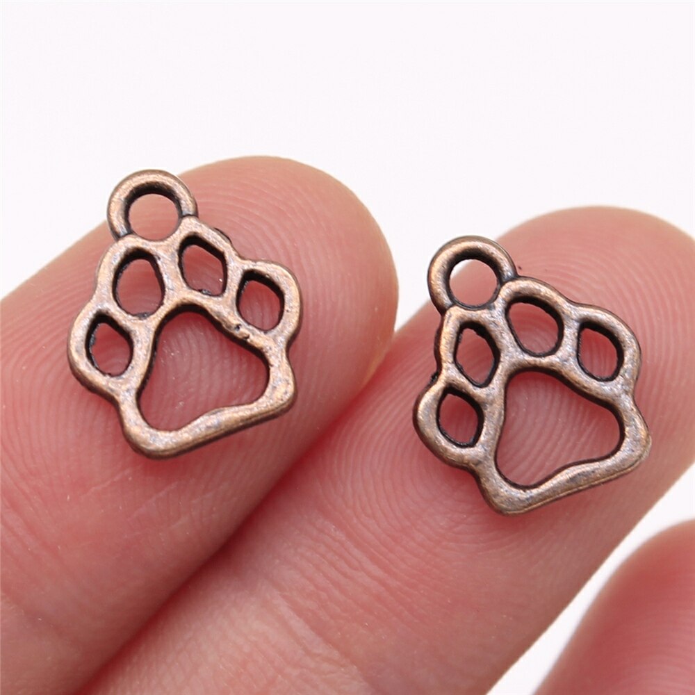 Wysiwyg 40 stk 13 x 11mm charms hundepote tibetansk bronze sølvfarve vedhæng antikke smykker fremstilling af gør-det-selv håndlavet håndværk: Antik kobberbelagt