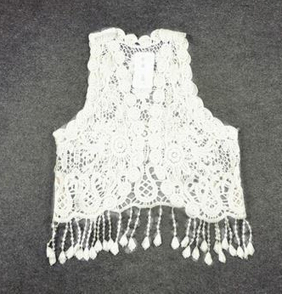 Enfant en bas âge enfant bébé fille Crochet dentelle creux T-shirt haut gilet gland gilet