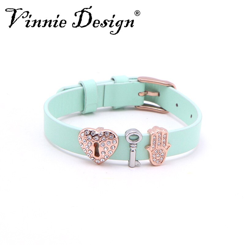 Vinnie design cor sólida pulseiras de couro wrap pulseiras com diy slide encantos jóias femininas