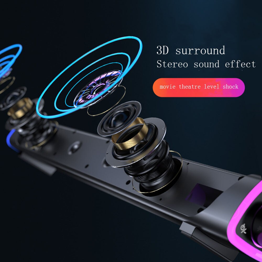 3D Computer Speakers Bluetooth 5.0 Wired Loudspeaker Surround Soundbar Speaker Stereo Subwoofer Sound bar for Laptop Notebook PC