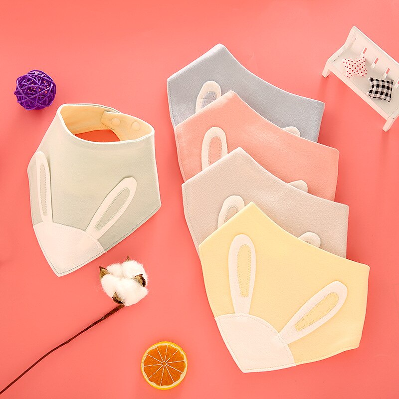 Delantal de alimentación de bebé de algodón, Baberos adorables para bebé, niñas, niños, orejas de conejo, babero, babero, ropa para bebés