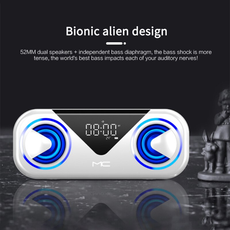 MC-H9 Bluetooth 5.0 Speaker Dual Speakers Speaker With Time/Temperature Display 3000mAh Intelligent Lithium Battery