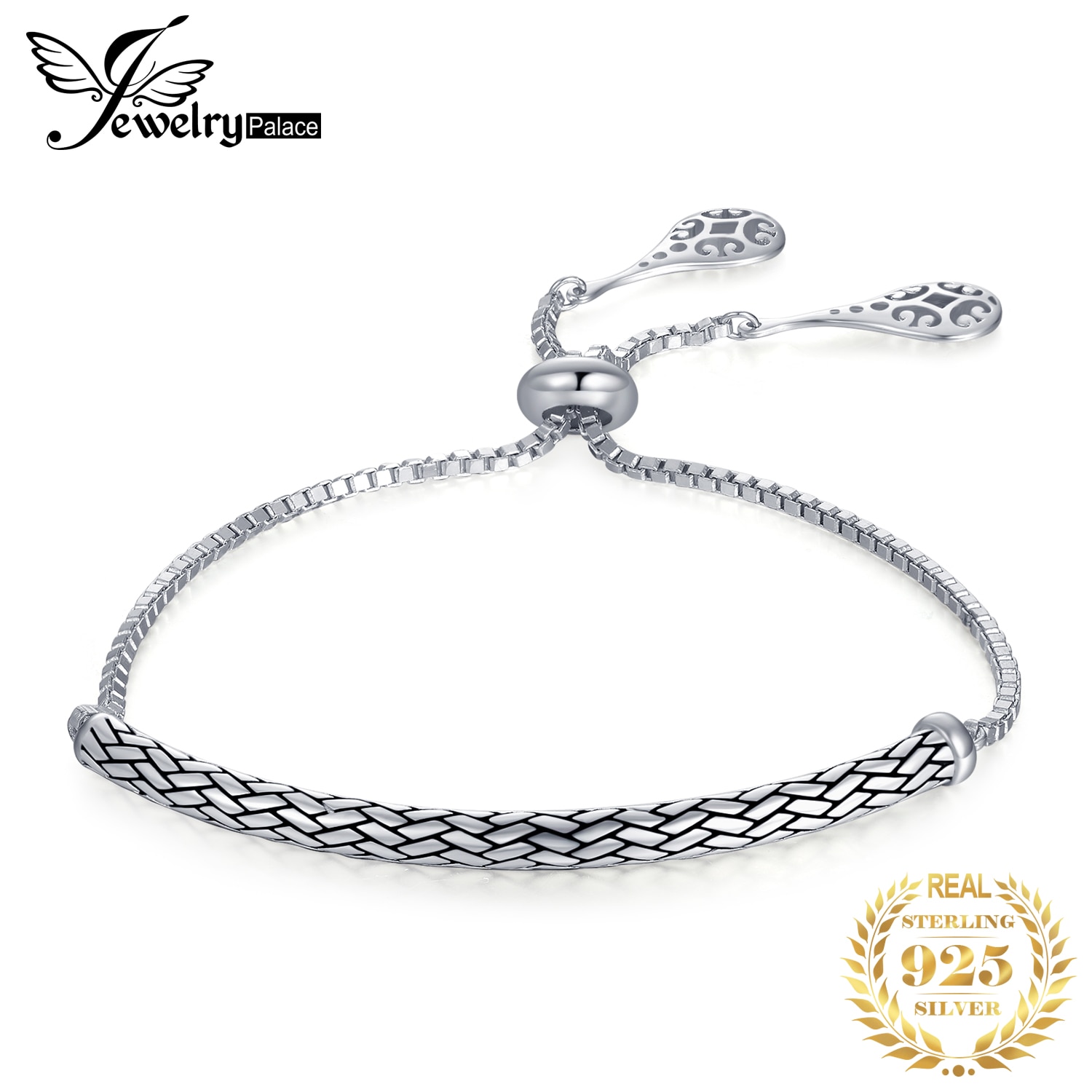 JewelryPalace Schwarz Emaille Serpentin 925 Sterling Silber Glücklicher Wolke Gravierte Schlange Kasten Einstellbar Armreif Armbinde