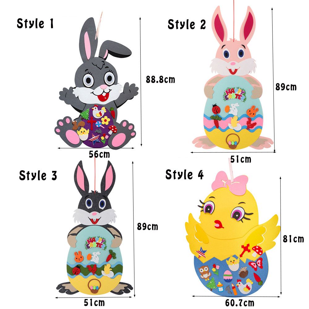 DIY Craft Felt Bunny Chick Home Decoration Happy Easter Wall Hanging Easter Ornament Easter Rabbit