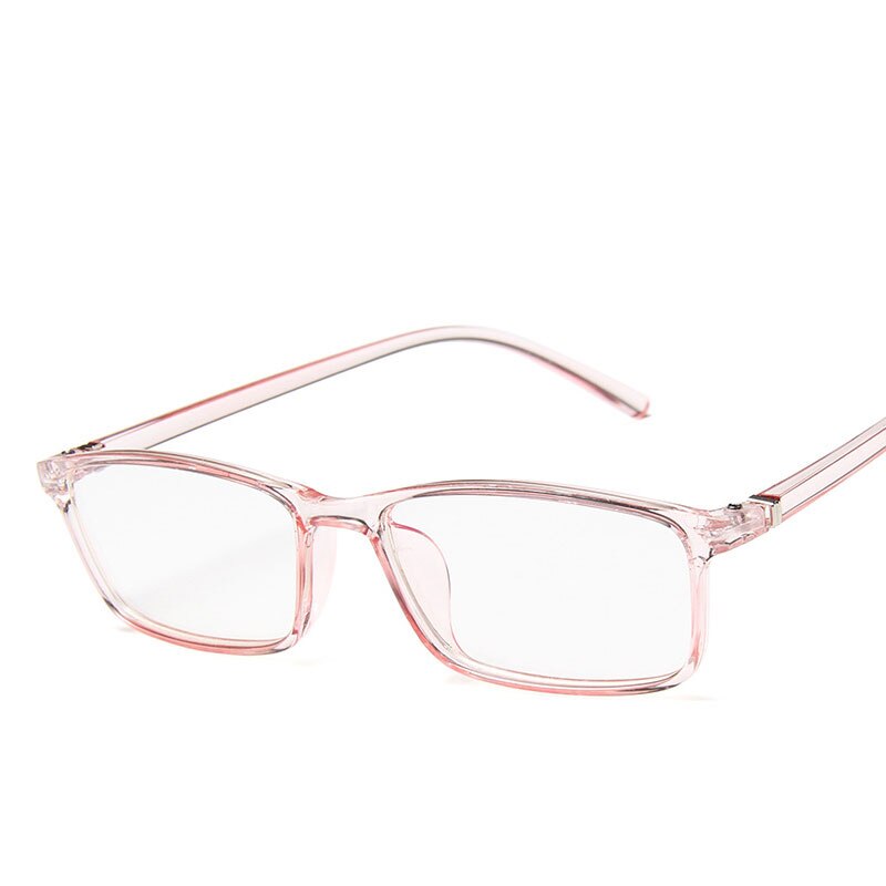 Lille stel kvinder briller briller stel transparent farve firkantet brille stel plus uv blå film: Gennemsigtig lyserød
