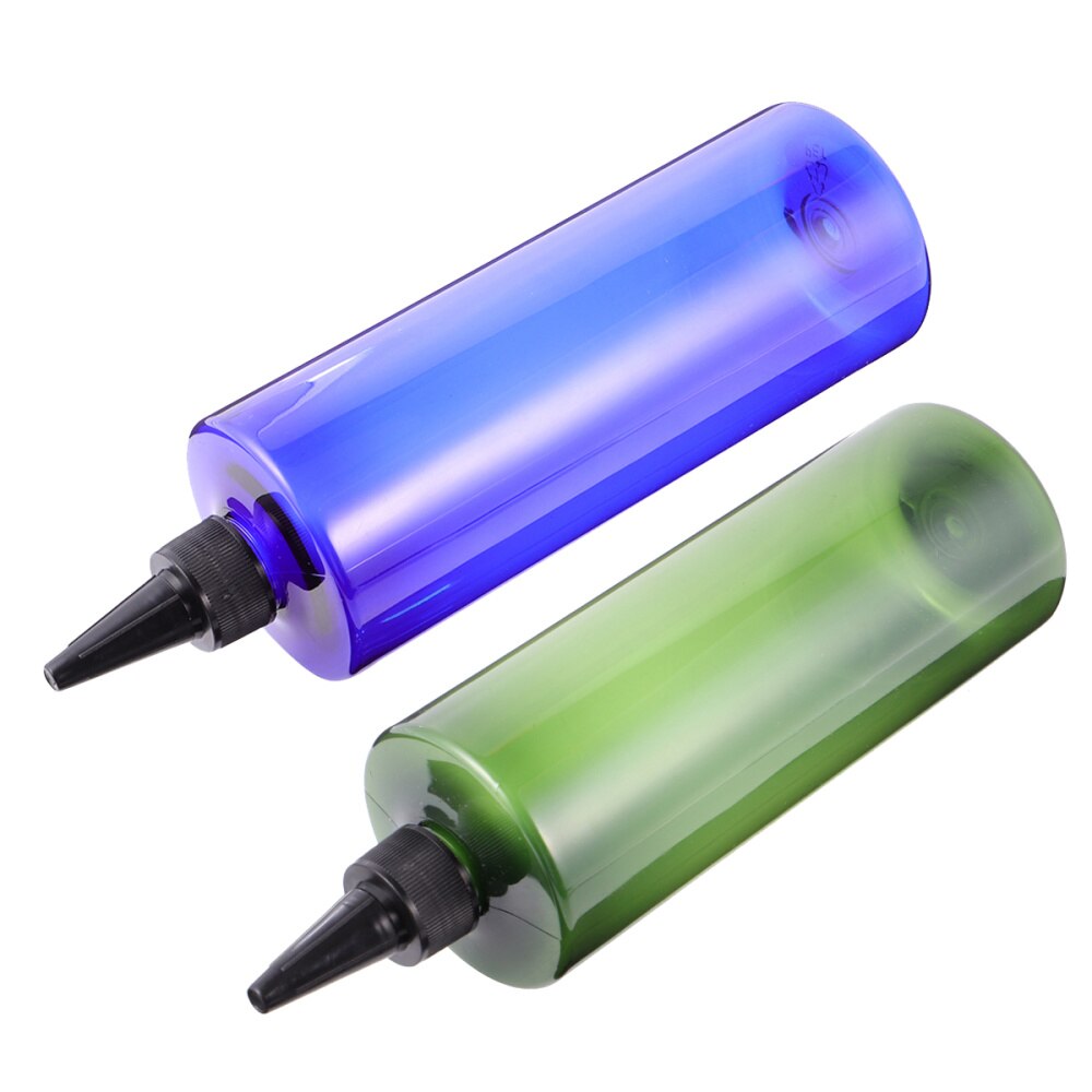 4 Stuks 500Ml Haarverf Fles Wees Mond Haar Kleur Fles Applicator Opslag Container Hervulbare Flessen (Blauwe Fles en Gree