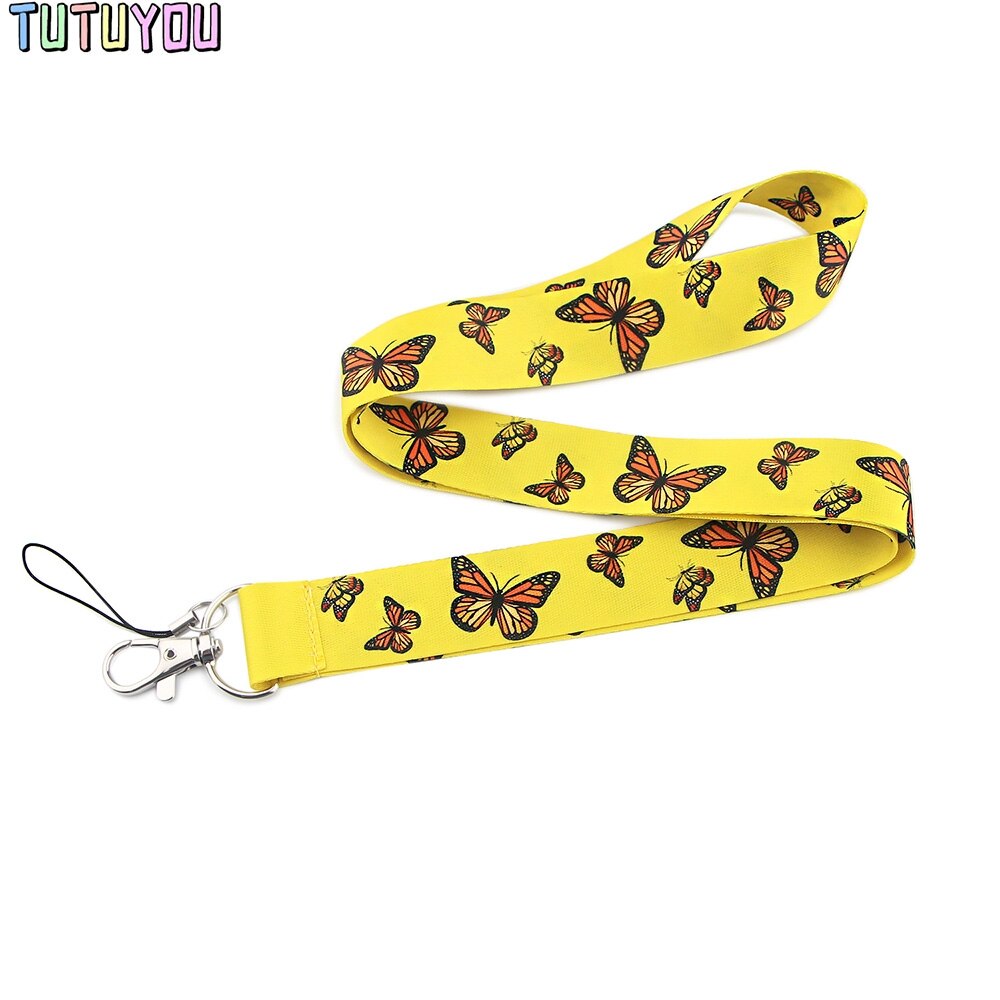 PC2075 Beautiful Butterfly Badge ID Lanyards Mobile Phone Rope Key Lanyard Neck Straps Accessories