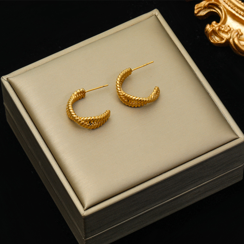 EILIECK-pendientes de acero inoxidable 316L para mujer y niña, aretes giratorios geométricos de Color dorado, joyería para la oreja que no se decolora, para , BAKьги: COLOR ORO ROSADO