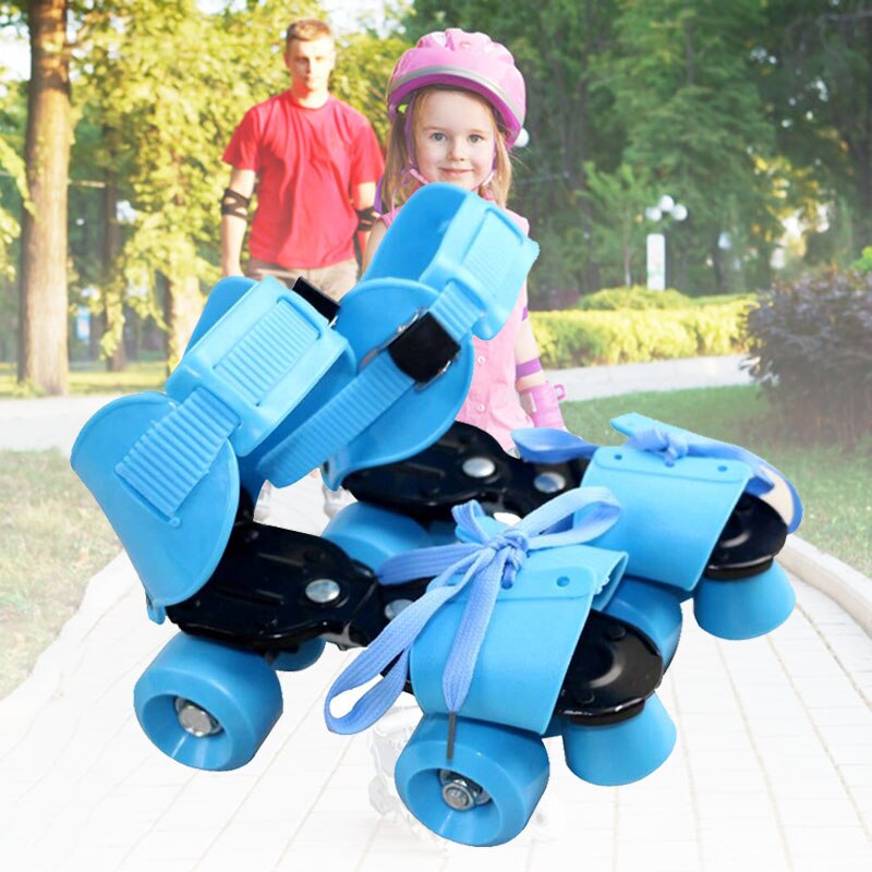 Patines ajustables de doble fila para niños, 4 ruedas, deslizantes, en línea,