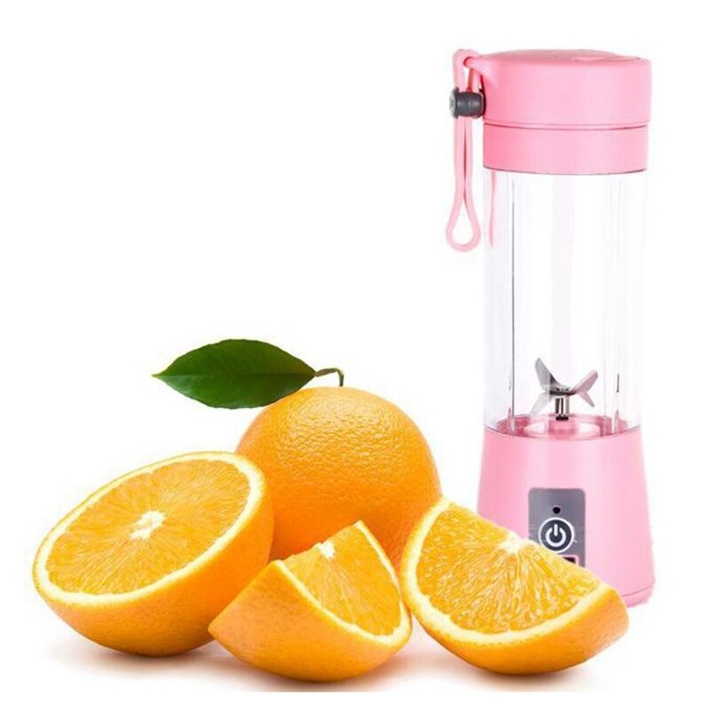 2 stykke usb genopladelig, lille blender, personlig størrelse blender håndholdt rejseblender juicer kop 380ml
