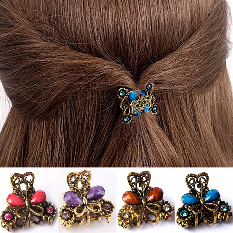 Adornos para el cabello con diamantes de imitación para mujer, accesorios para el pelo, pinza de Metal para el pelo, joyería, pinza para el pelo de cangrejo y mariposa